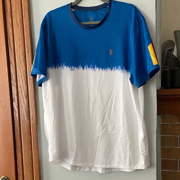 K-Swiss blue and White Men's Tennis athletic T Shirt XL EUC - Picture 1 of 7